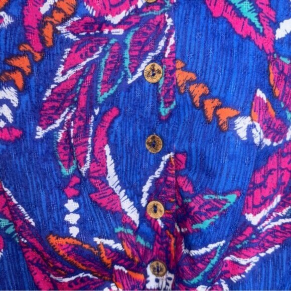 Country Rose Blue Floral Midi Dress Size 12 Sleeveless Boho Print Coastal Office - Picture 6 of 10